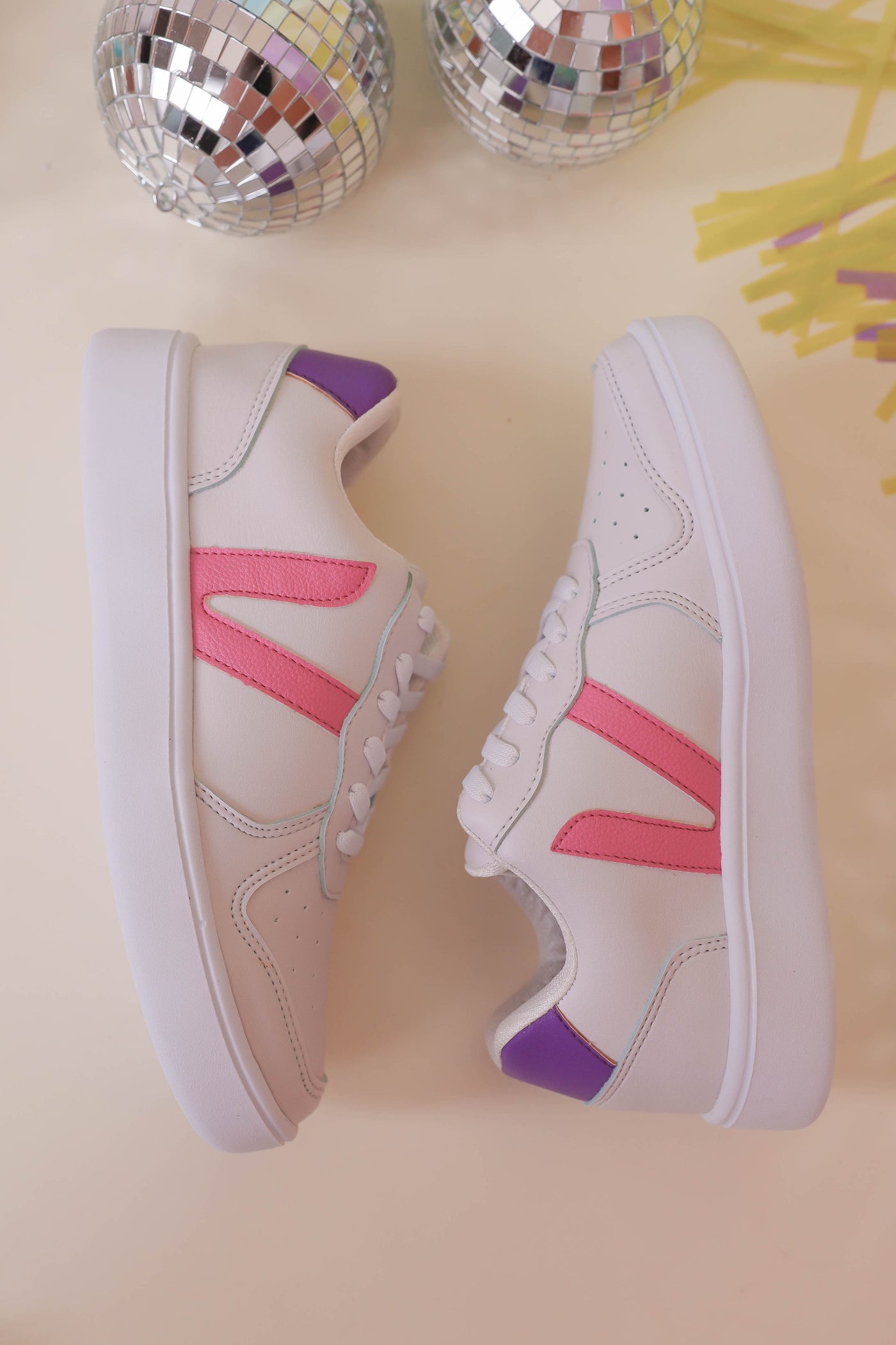 Women's Trendy White Sneakers- V Sneakers- Designer Inspired Sneakers