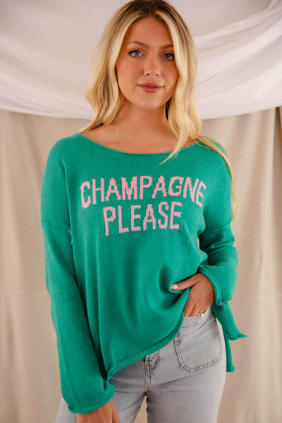 Champagne Please Knit Sweater- Women's Champagne Pullover