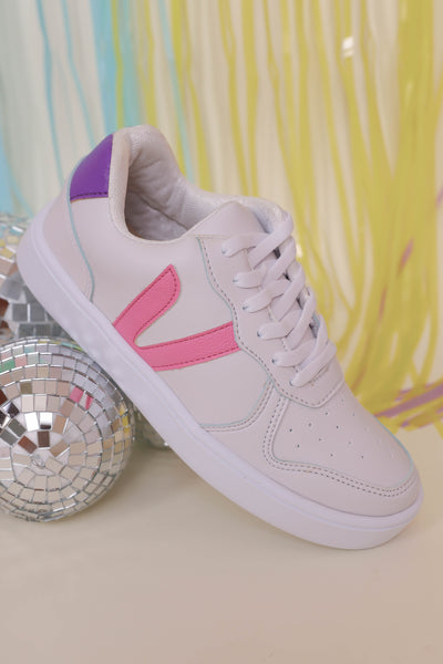 Women's Trendy White Sneakers- V Sneakers- Designer Inspired Sneakers