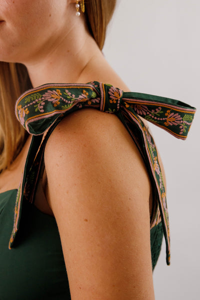 Hunter Green Embroidered Maxi- Women's Boho Style Dresses- Mable Maxi Dress
