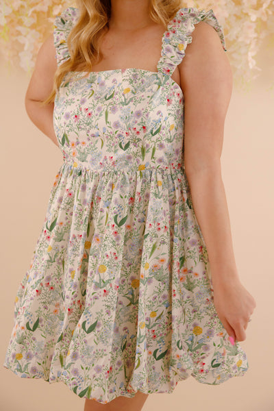 Women's Bubble Mini Dress- Cottage-Core Dresses- Aureum Mini Dress