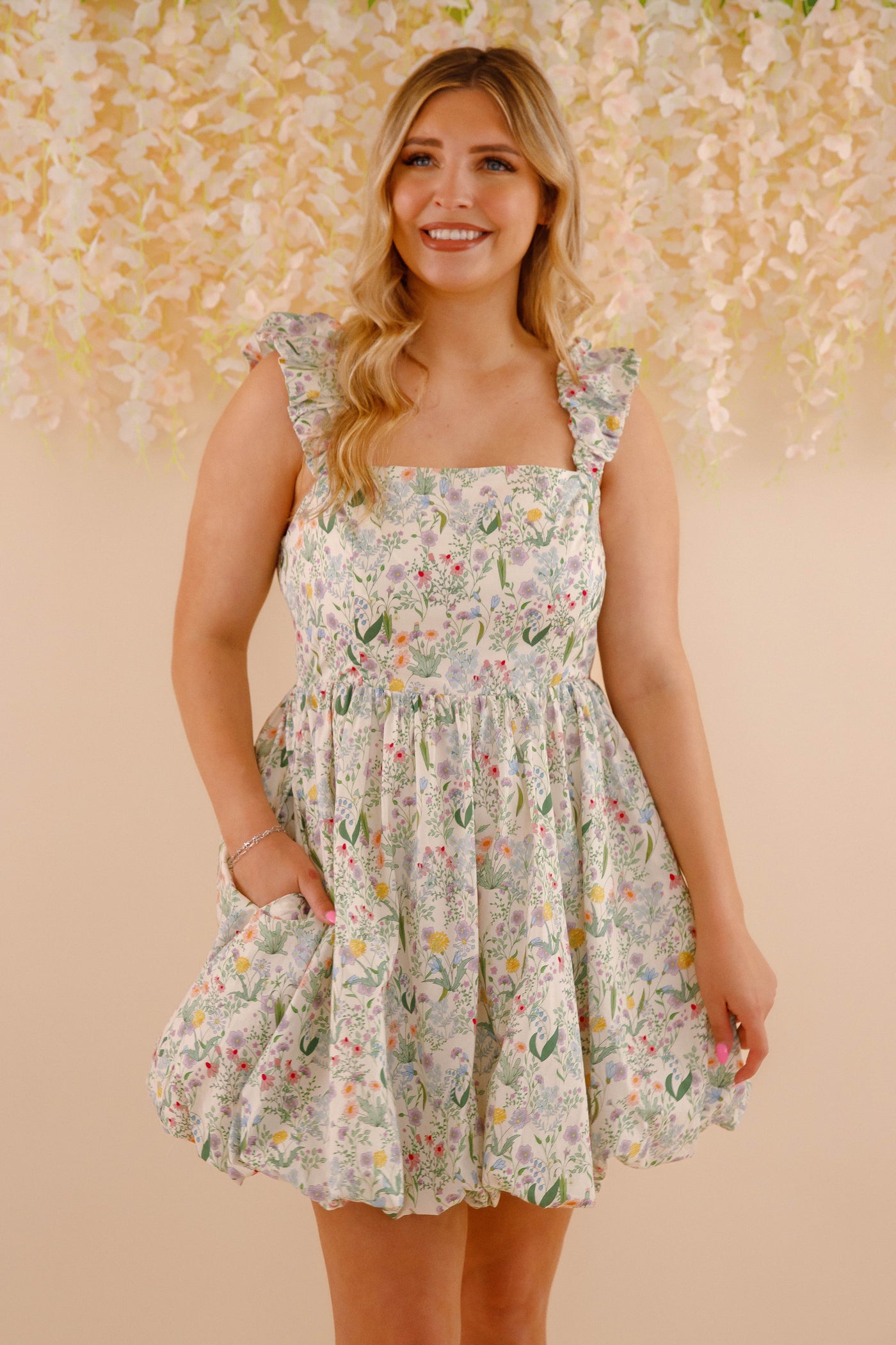 Women's Bubble Mini Dress- Cottage-Core Dresses- Aureum Mini Dress