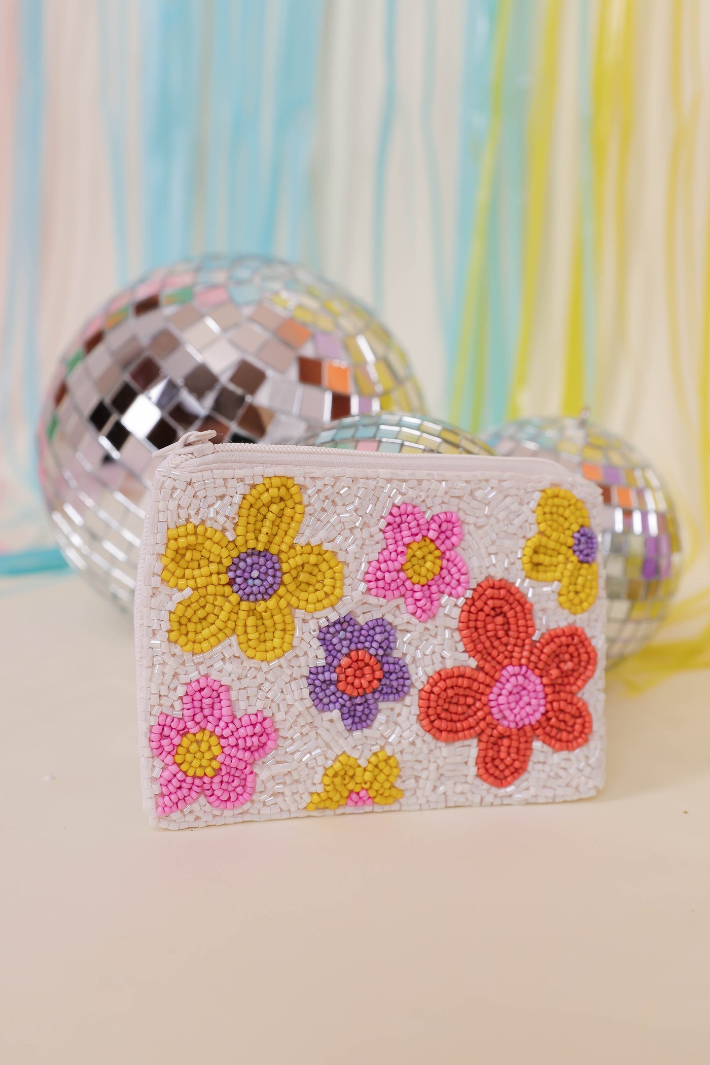 Cute Beaded Coin Purse- Cute Credit Card Holder- Flower Beaded Coin Purse