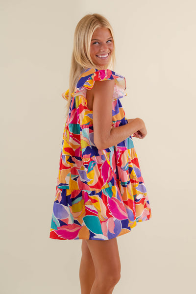 Women's Colorful Mini Dress- Women's Bright Dress- Women's Preppy Dresses