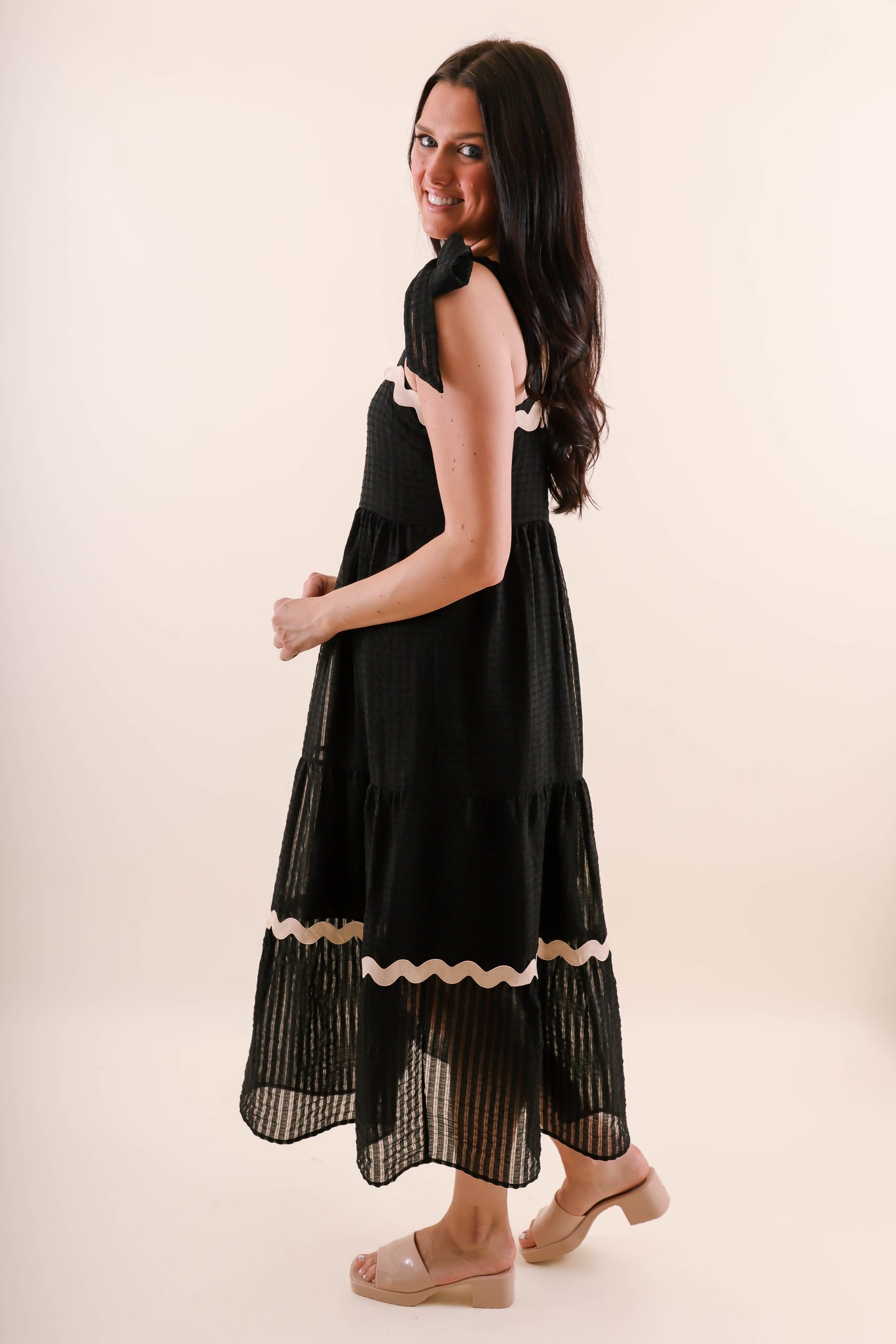 Elegant Black Maxi Dress- Black Ric-Rac Dress- Umgee Maxi Dresses