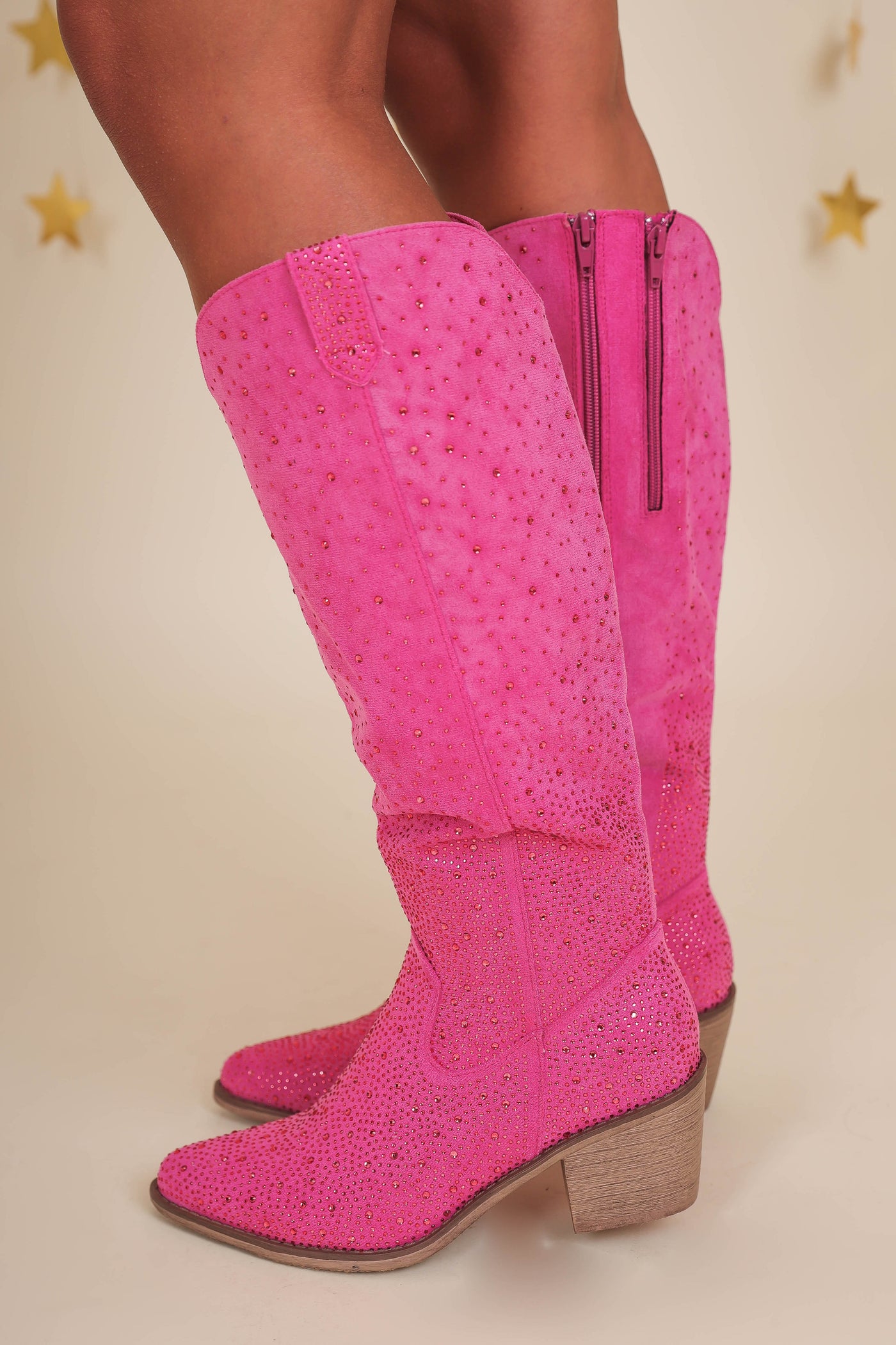 Hot Pink Tall Western Boots- Pink Rhinestone Boots- Pierre Dumas Hot Pink Boots