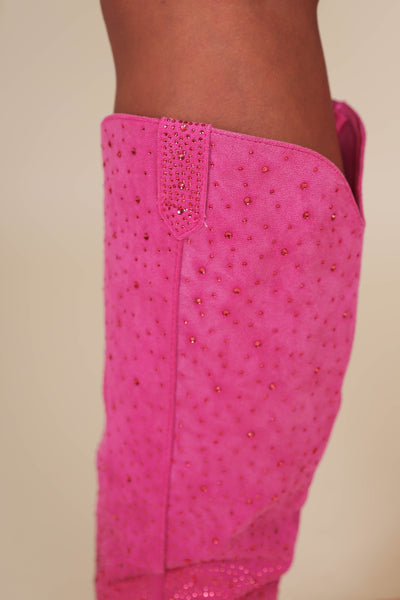 Hot Pink Tall Western Boots- Pink Rhinestone Boots- Pierre Dumas Hot Pink Boots