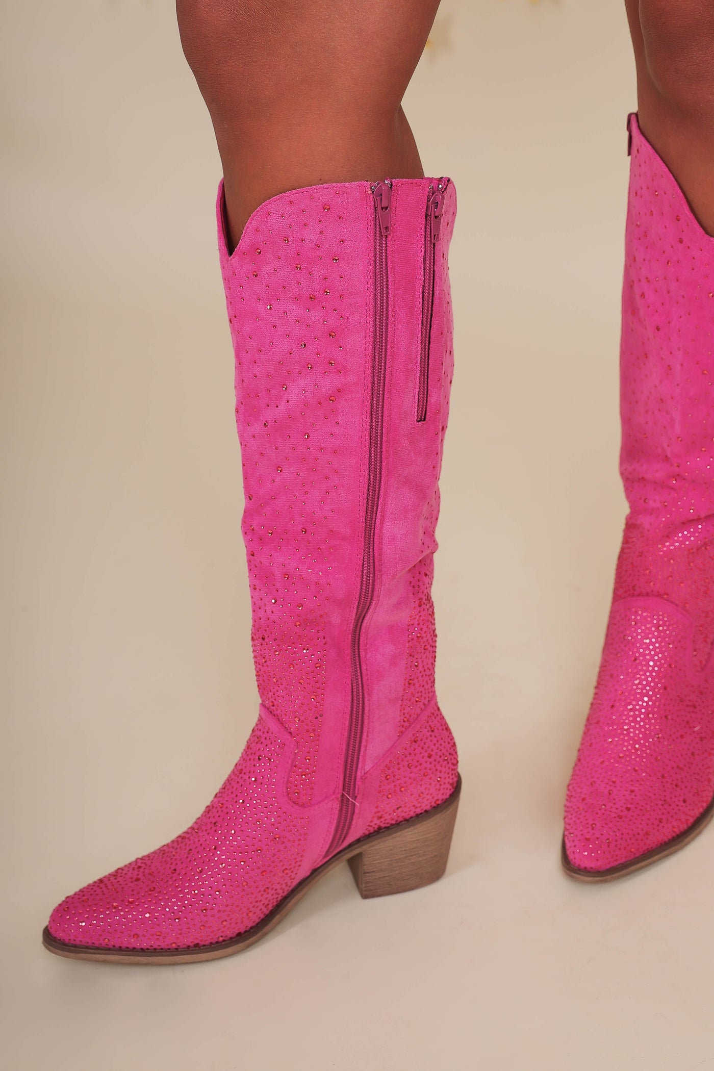 Hot Pink Tall Western Boots- Pink Rhinestone Boots- Pierre Dumas Hot Pink Boots