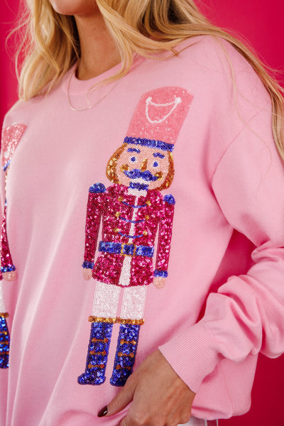 Sequin Nutcracker Sweater- Women's Sequin Christmas Sweater- PeachLove Christmas Tops