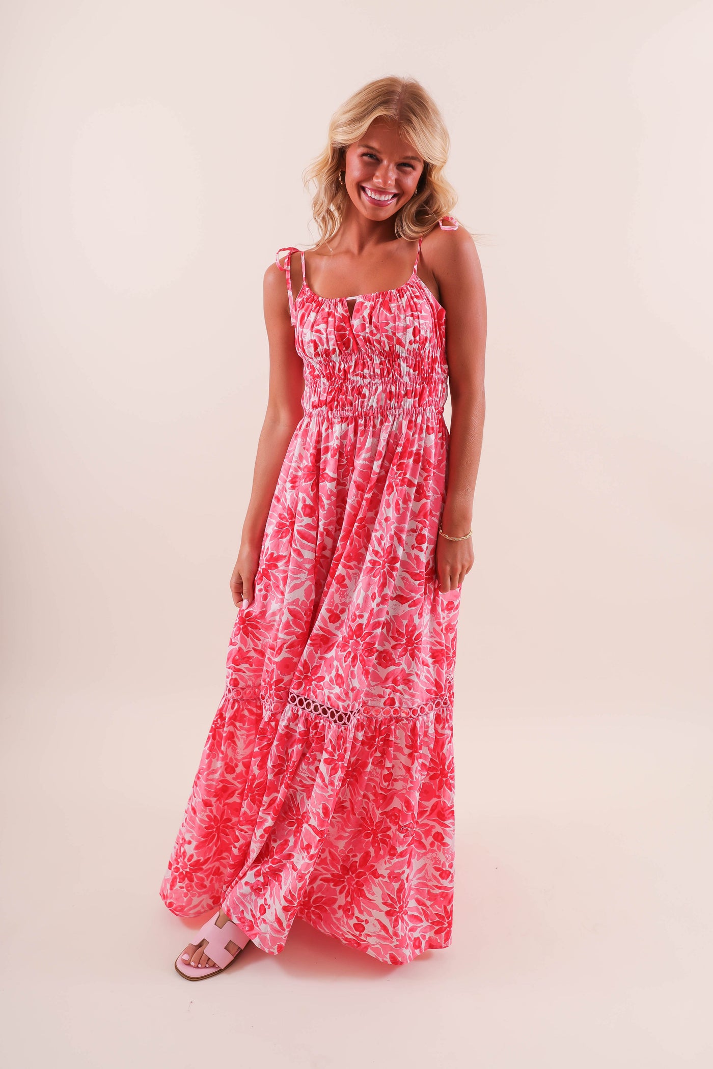 Coral Floral Maxi Dress - Floral Beach Dress