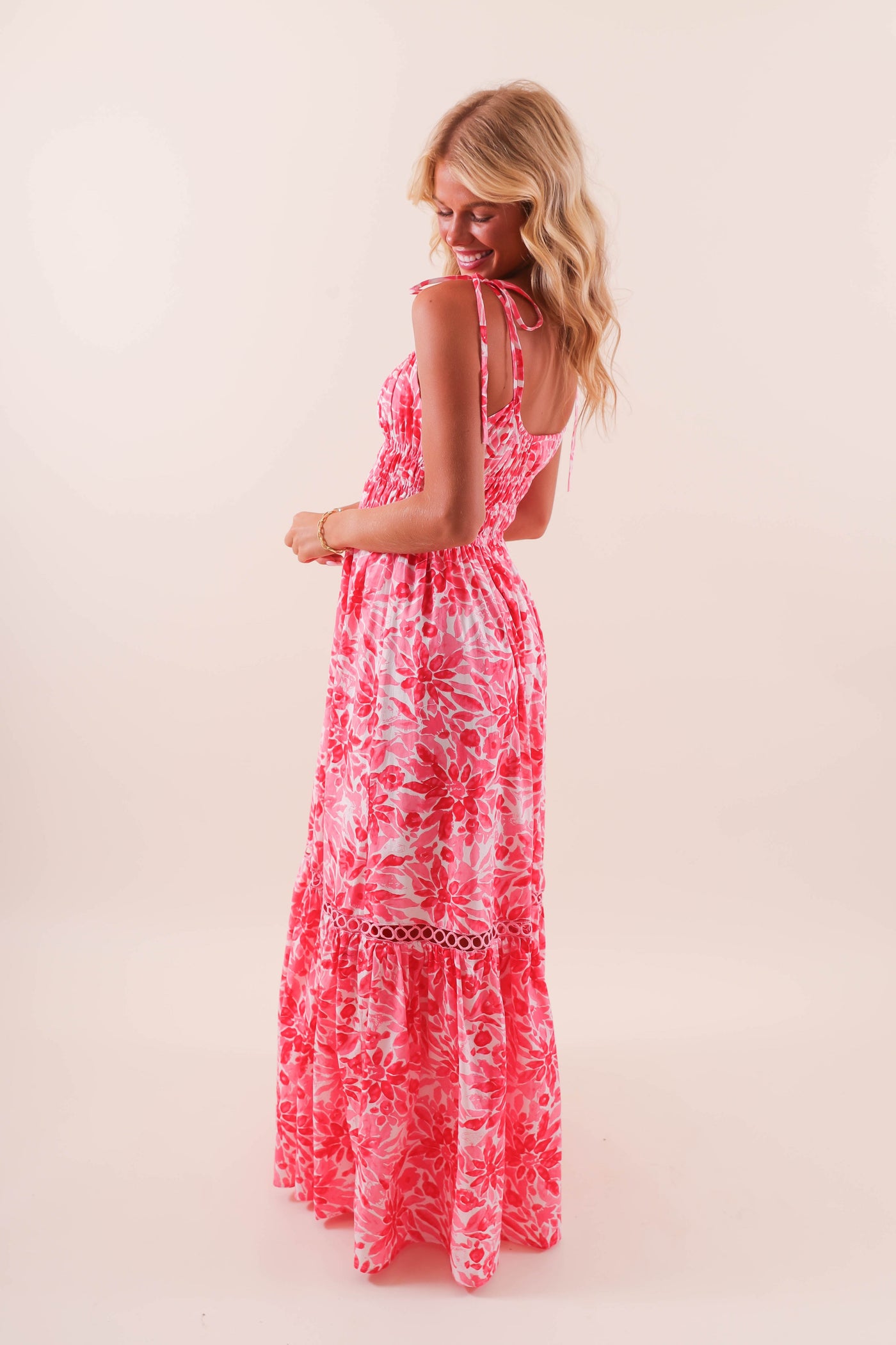 Coral Floral Maxi Dress - Floral Beach Dress