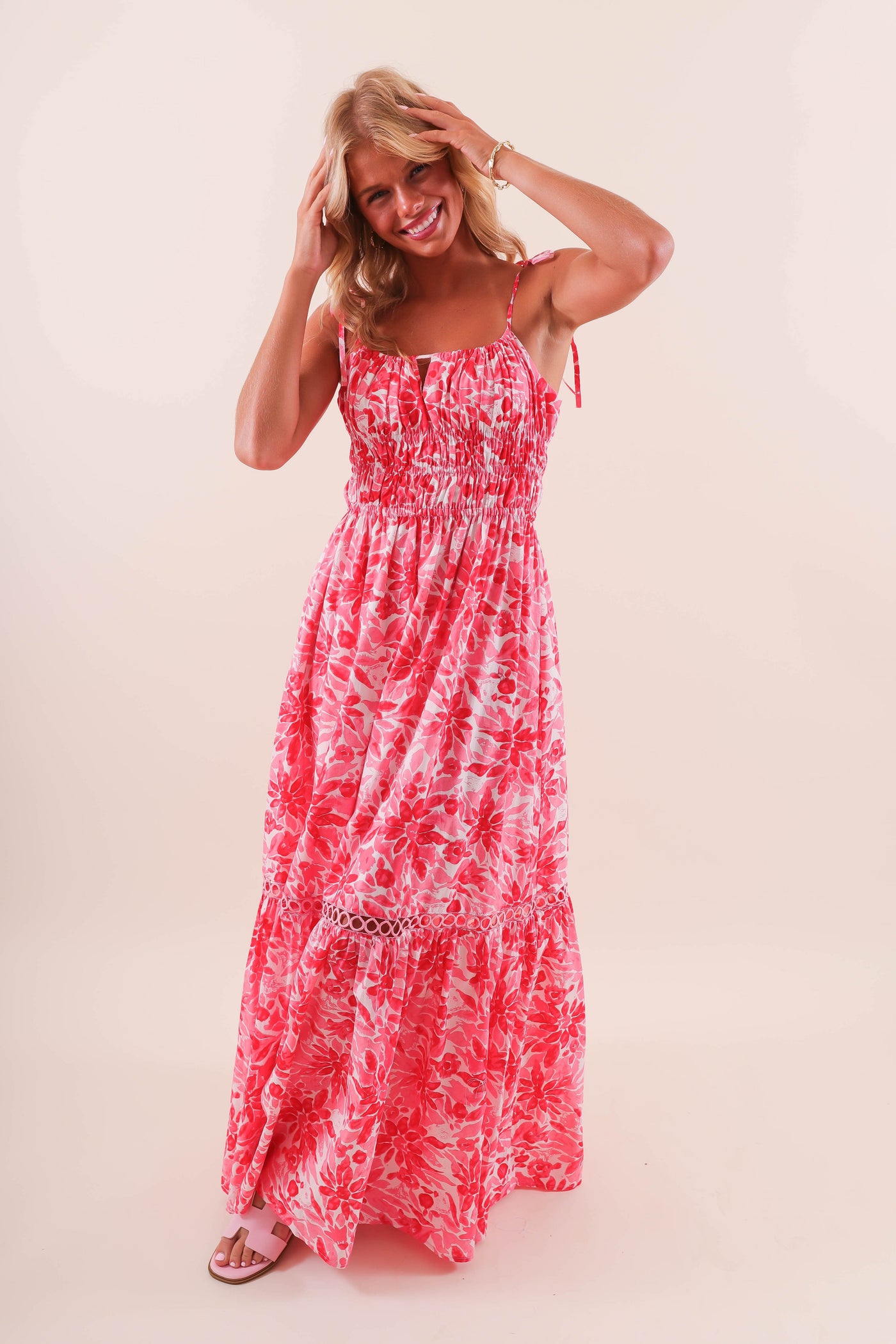 Coral Floral Maxi Dress - Floral Beach Dress