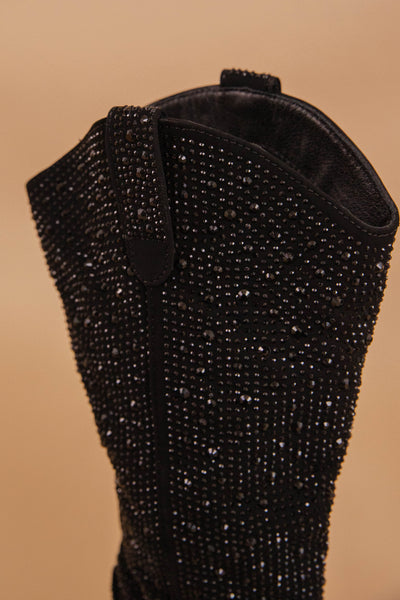 Black Rhinestone Boots- Western Style Rhinestone Boots- Tall Rhinestone Boots