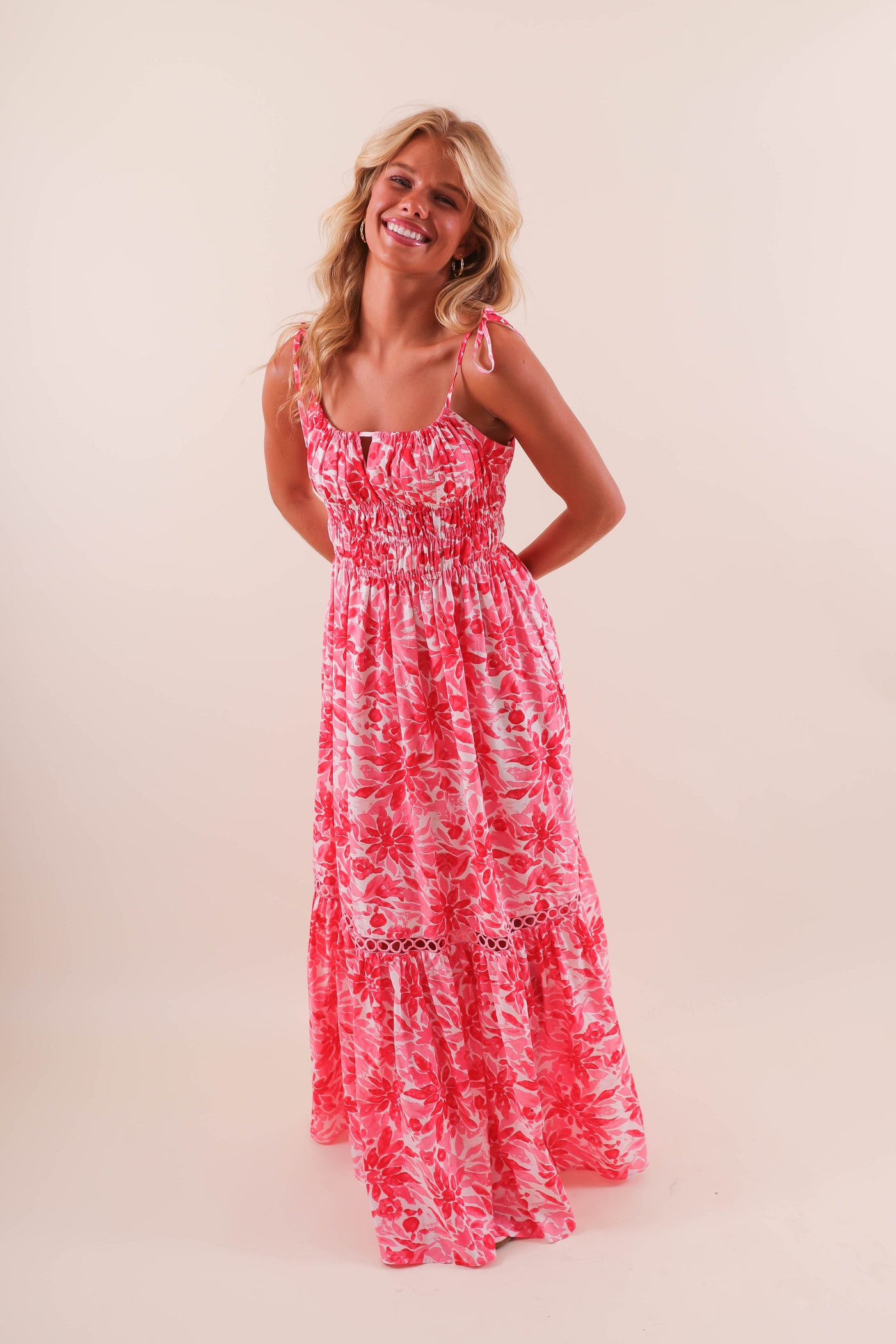 Coral Floral Maxi Dress - Floral Beach Dress