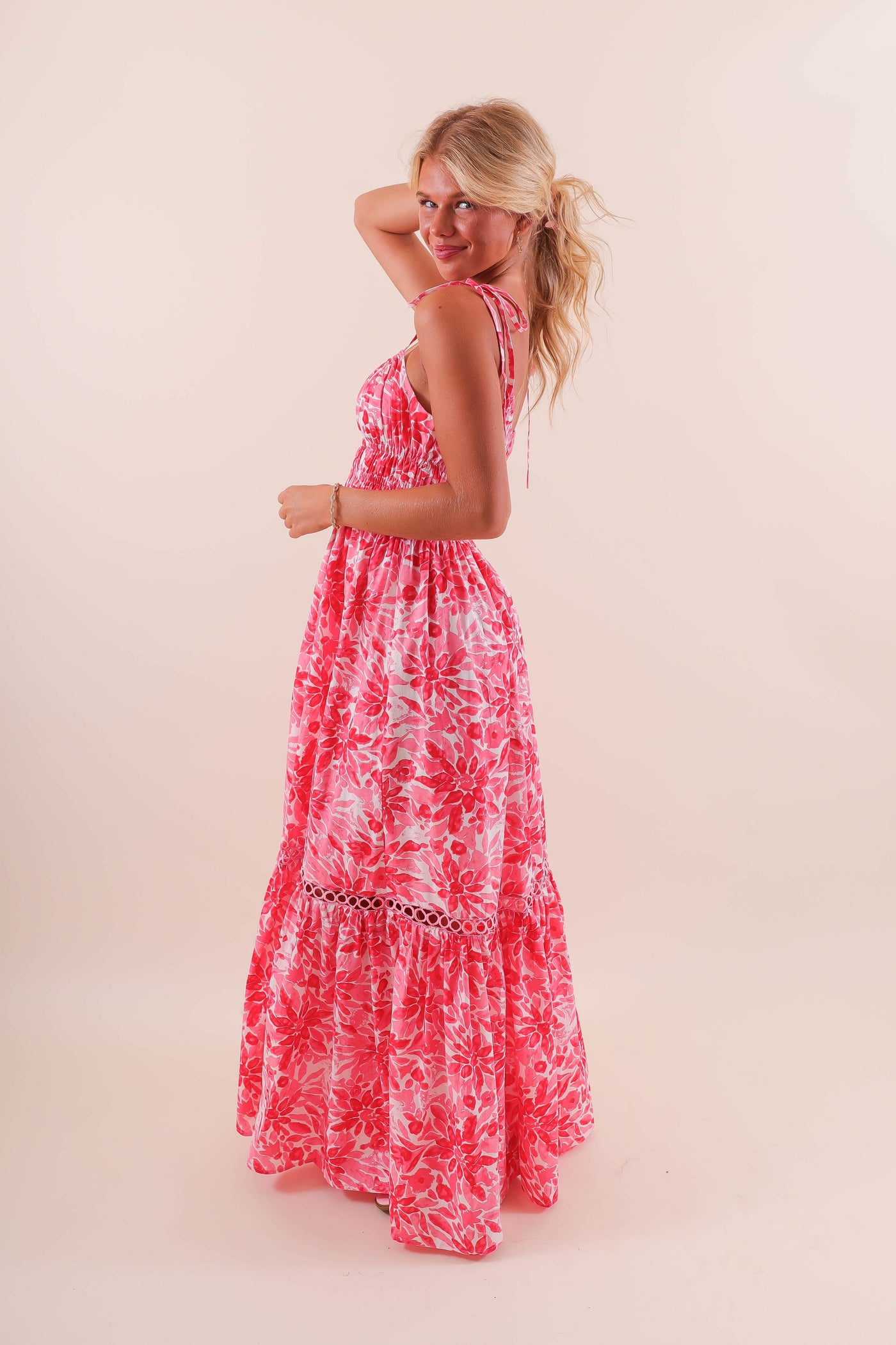 Coral Floral Maxi Dress - Floral Beach Dress