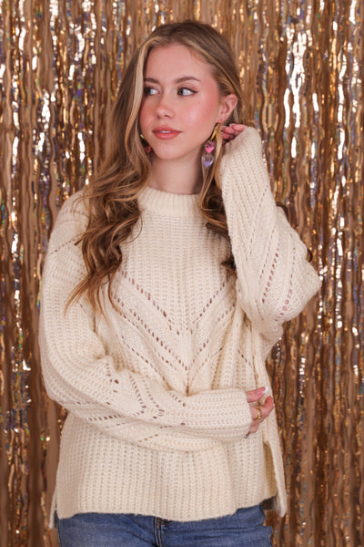 Women's Oversized Knit Sweater- Women's Soft Ivory Sweater- Be Cool Sweaters