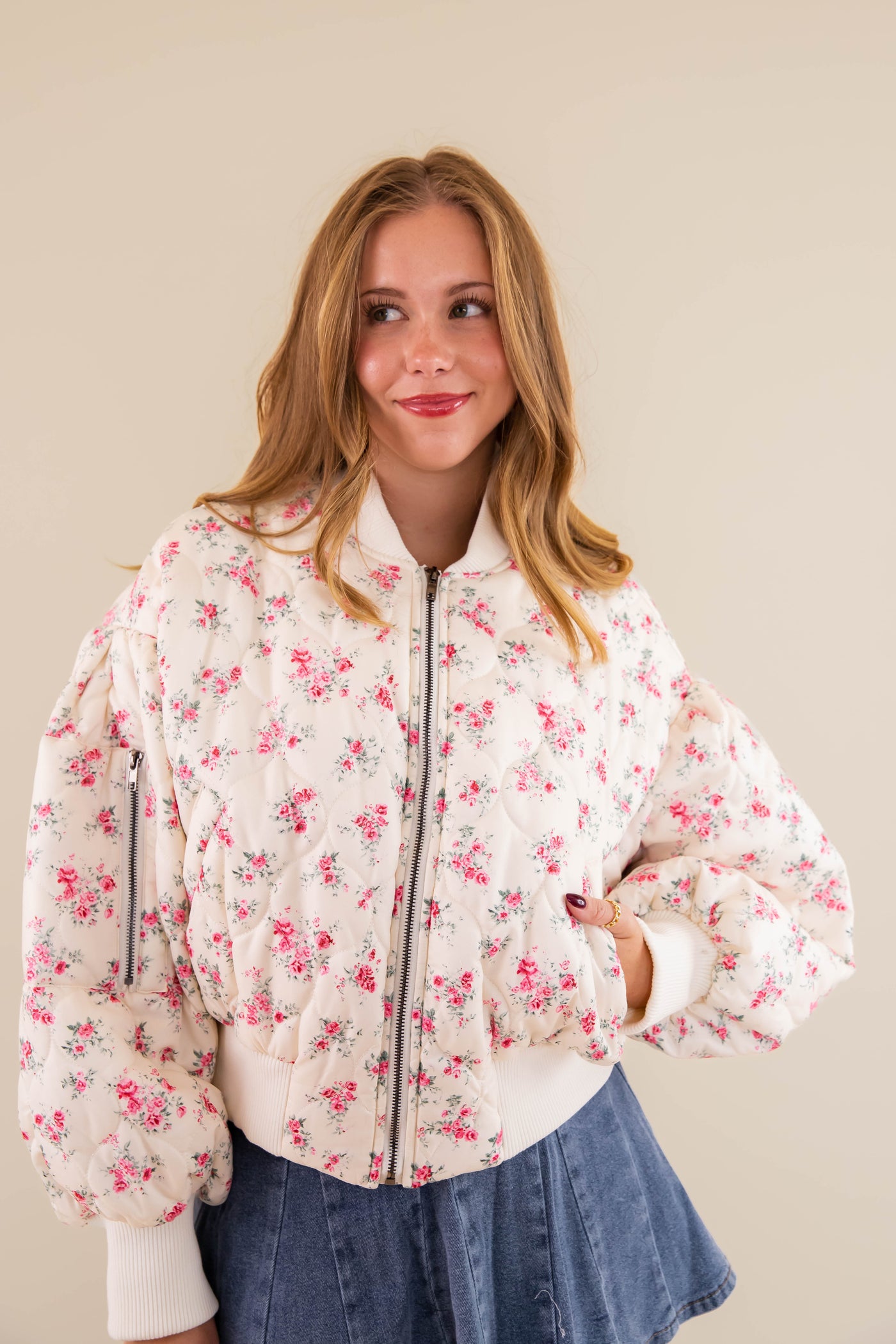 Floral Bomber Jacket- Quilted Floral Jacket- Mable Quilted Jacket