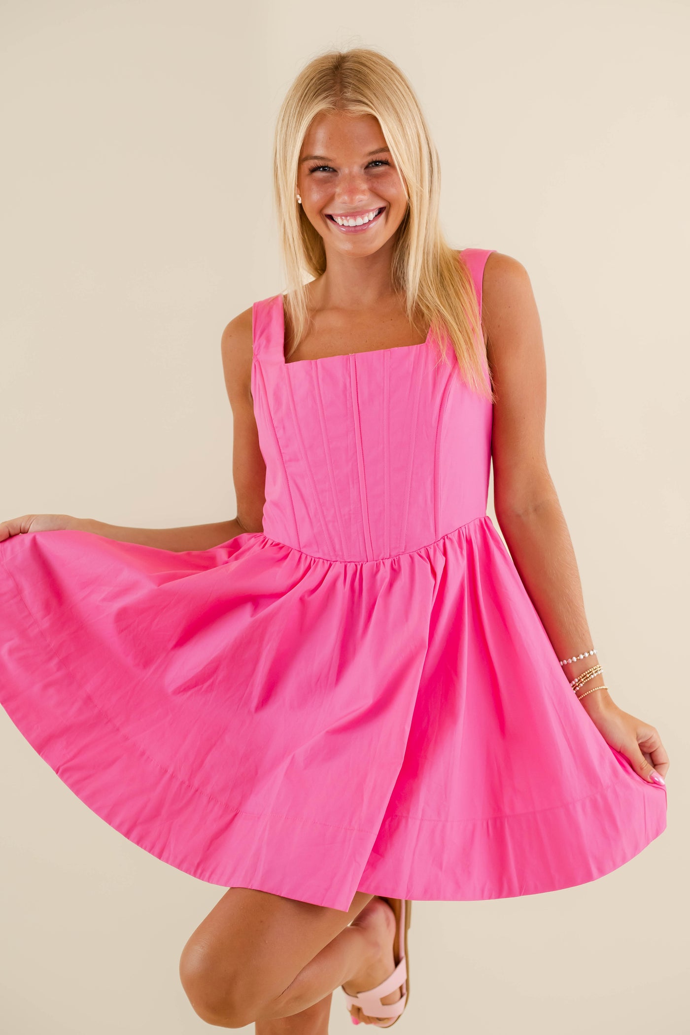 Flirty Pink Mini Dress- Women's Corset Dress- Short Pink Dress