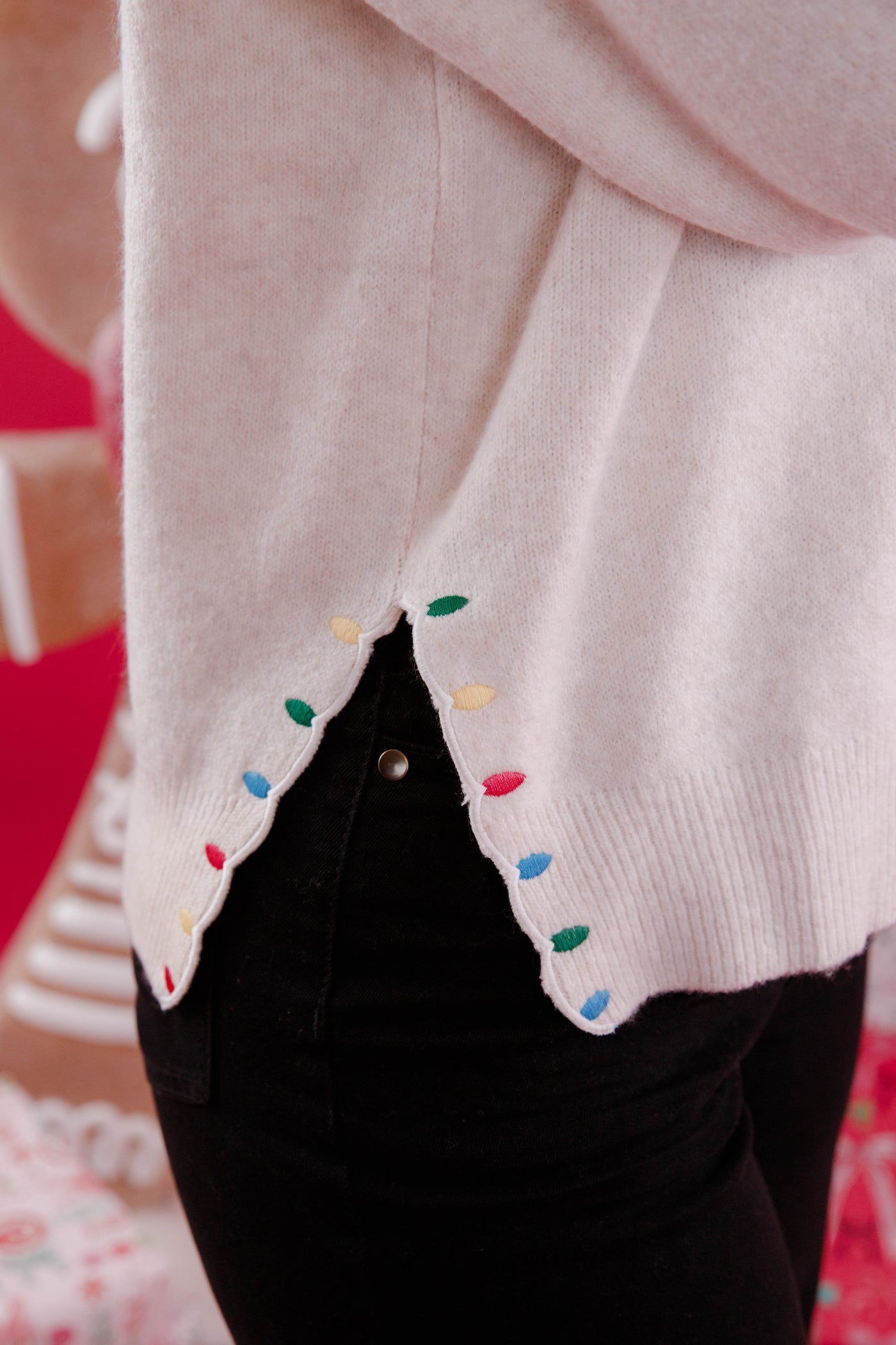 Peace and Joy Sweater- Neutral Holiday Sweater- Lelis Peace and Joy Christmas Lights Sweater