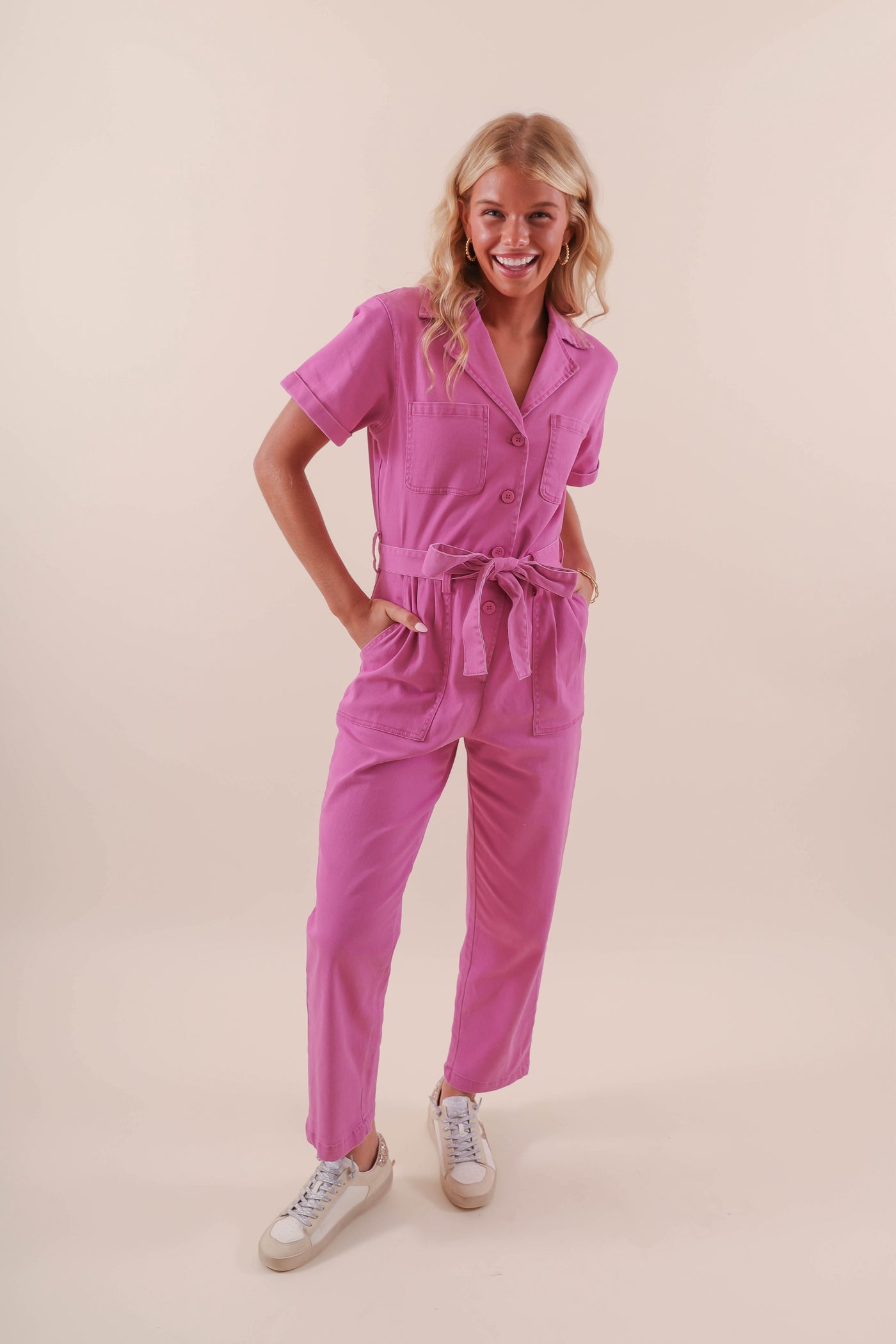 Magenta Jumpsuit- Women's Purple Utility Jumpsuit- Women's Cotton Jumpsuit- Skies Are Blue Jumpsuit