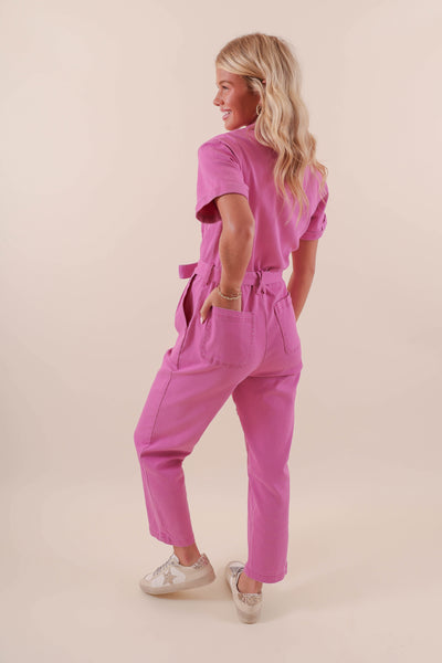 Magenta Jumpsuit- Women's Purple Utility Jumpsuit- Women's Cotton Jumpsuit- Skies Are Blue Jumpsuit