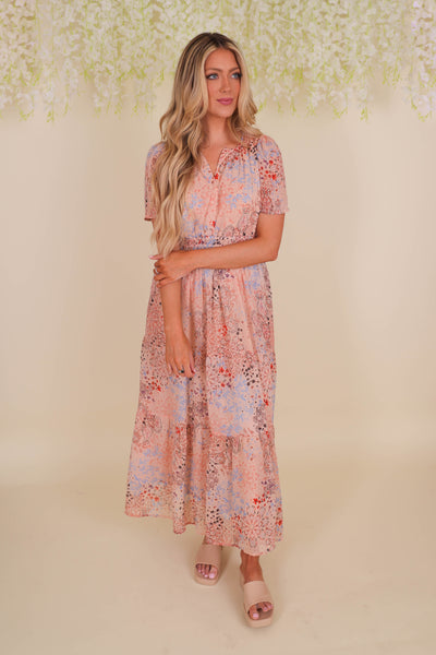 Printed Chiffon Maxi Dress- Women's Printed Dresses- See And Be Seen Maxi Dress