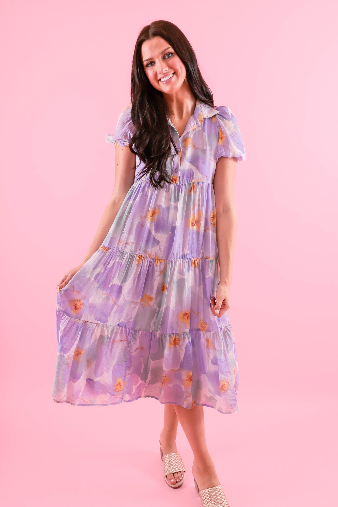 Lavender Floral Midi Dress- TCEC Floral Dress