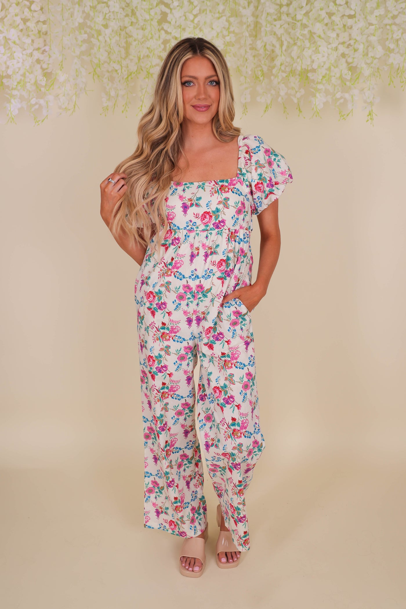 Floral Print Jumpsuit- Women's Preppy Jumpsuit- &Merci Floral Jumpsuit