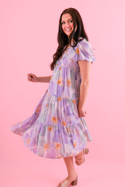 Lavender Floral Midi Dress- TCEC Floral Dress