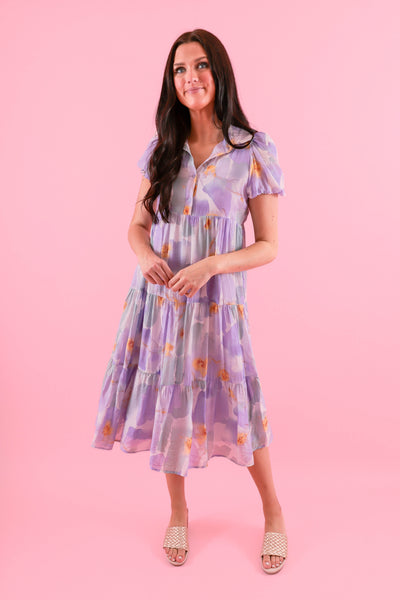 Lavender Floral Midi Dress- TCEC Floral Dress