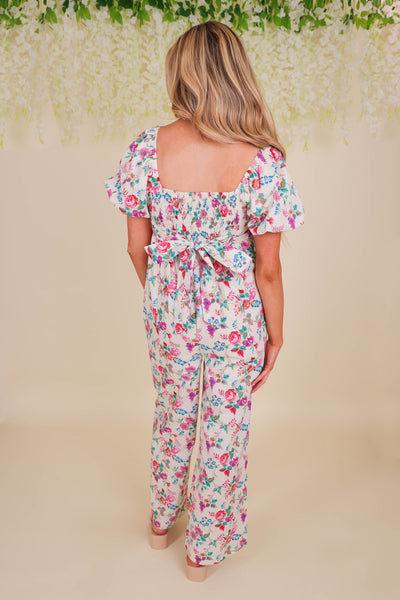 Floral Print Jumpsuit- Women's Preppy Jumpsuit- &Merci Floral Jumpsuit