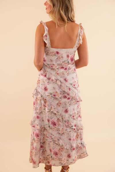Floral Ruffle Lace Maxi Dress- Women's Tiered Lace Maxi- Love Fancy Dresses