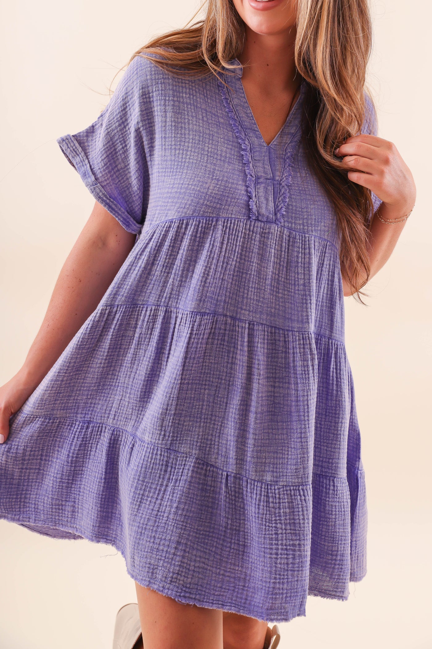 Mineral Wash Tiered Dress- Women's Oversized Dresses- Umgee Mineral Wash Tunic