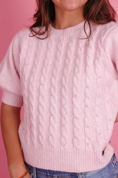 Women's Soft Pink Sweater- Women's Pearl Pink Sweater- She + Sky Sweaters