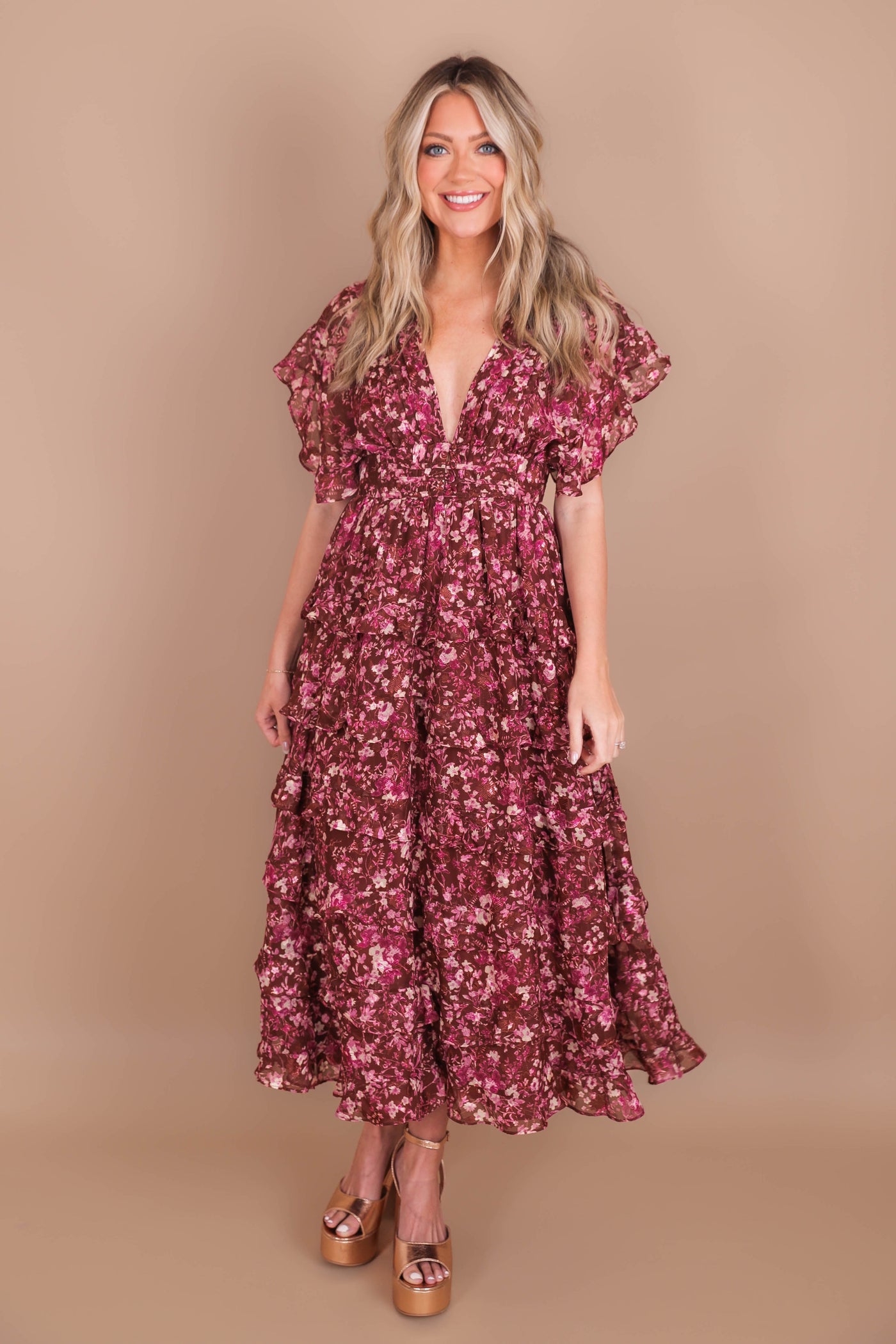 Women's Gorgeous Midi Dress- Women's Floral Print Midi- Storia Midi Dresses