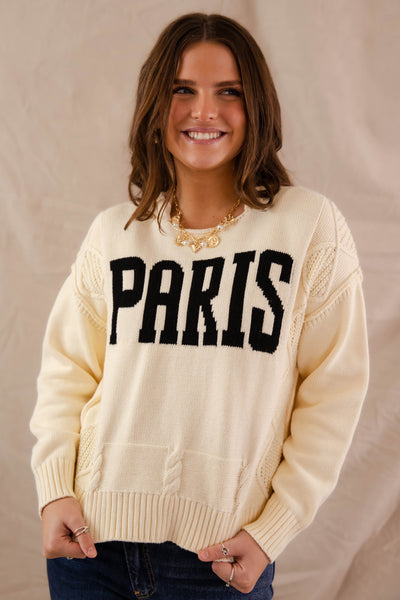 Women's Knitted Paris Sweater- Cable Knit Paris Sweater- Aaron and Amber Paris Sweater