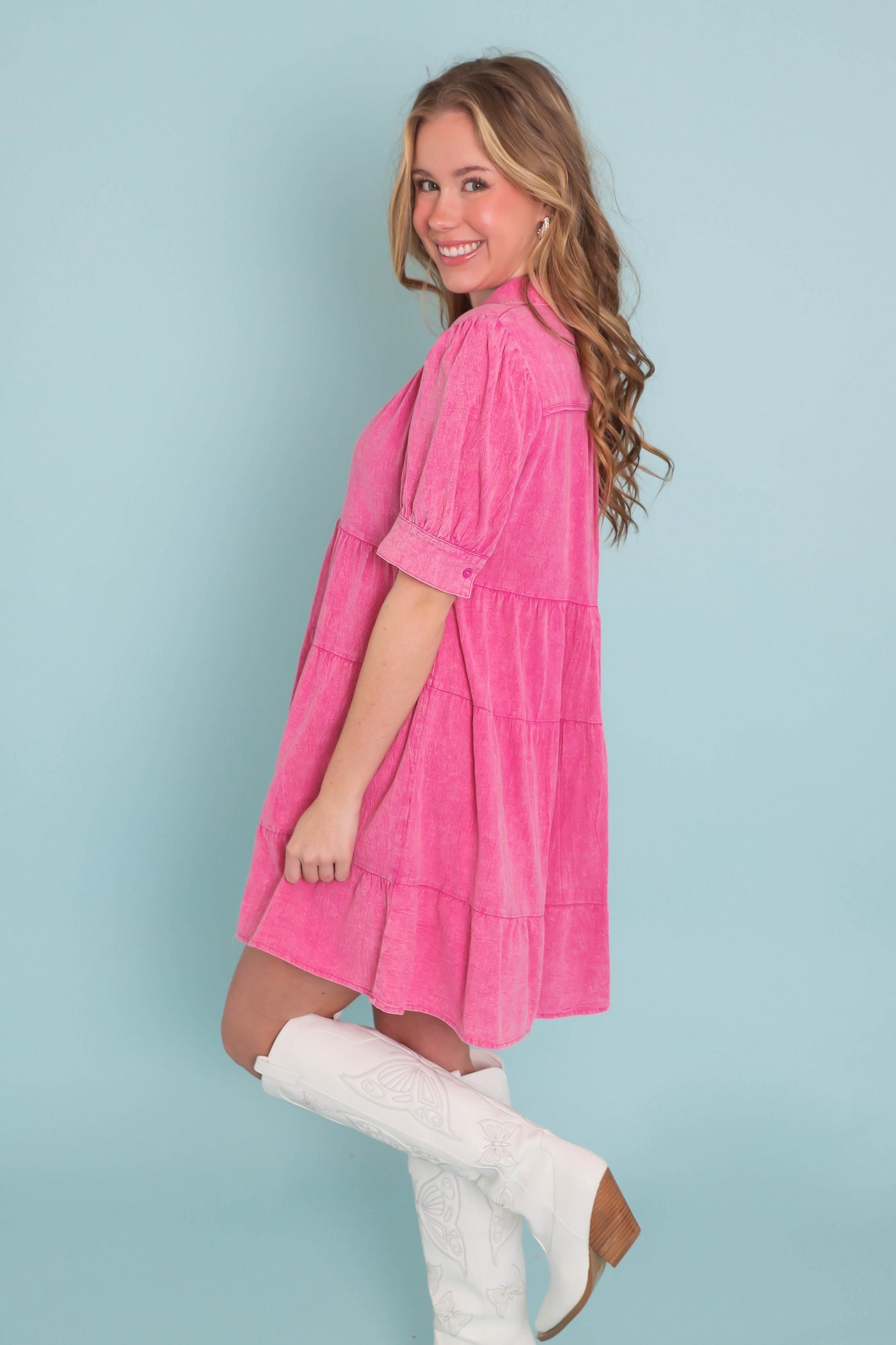 Mineral Wash Tiered Dress- Women's Oversized Dress- Women's Vacation Dresses