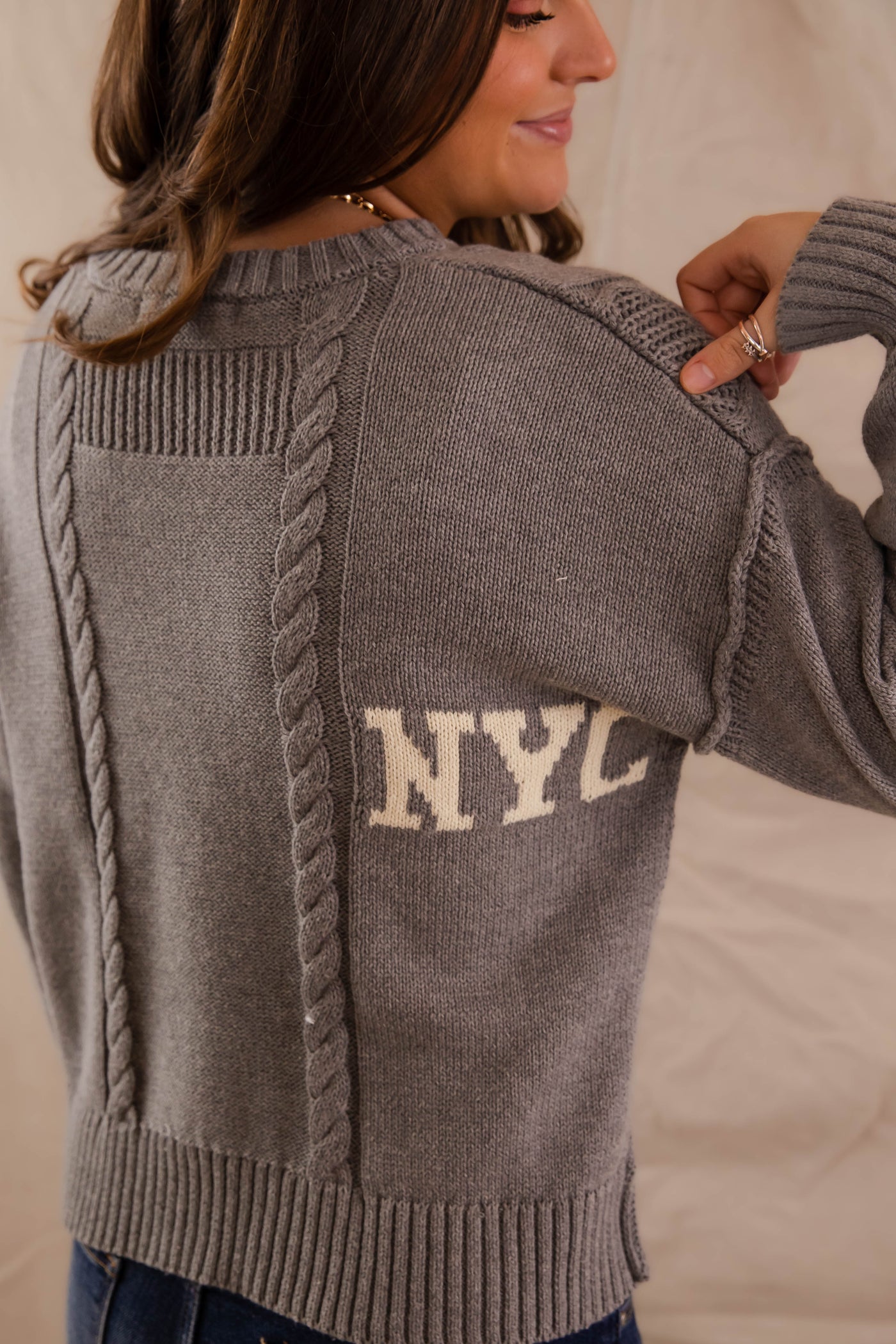 Women's Knitted NYC Sweater- Cable Knit New York Sweater- Aaron and Amber Paris Sweater