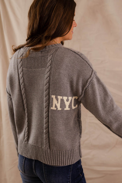 Women's Knitted NYC Sweater- Cable Knit New York Sweater- Aaron and Amber Paris Sweater