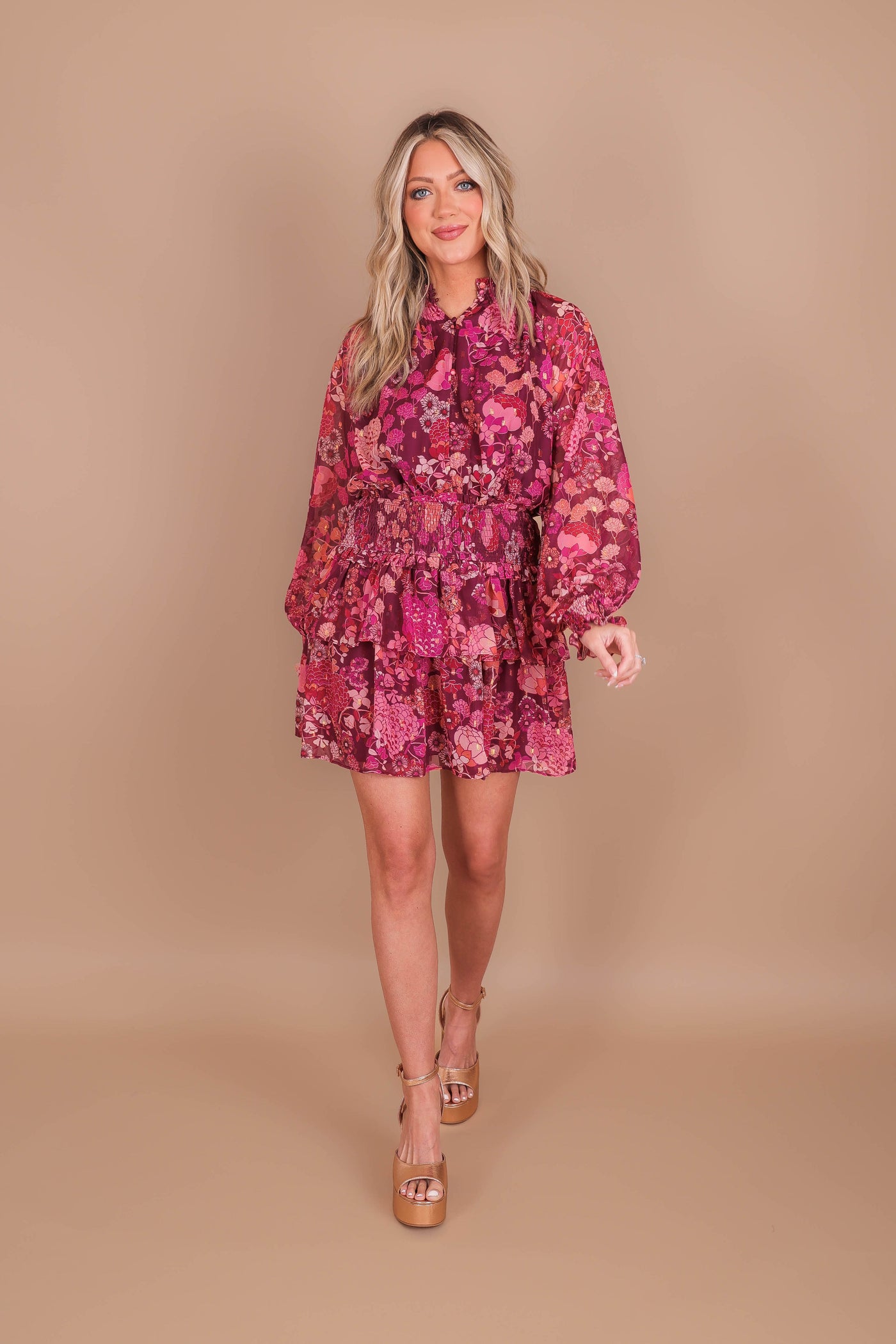 Women's Floral Mini Dress- Women's Ruffle Mini Dress- FATE Dresses