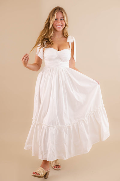 Women's Elegant White Dress- Women's Photoshoot Dresses- Mable Maxi Dress