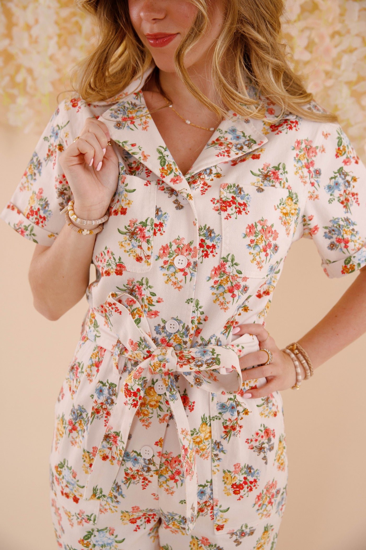 Women's Floral Utility Jumpsuit- Women's Cotton Jumpsuit- Skies Are Blue Jumpsuit