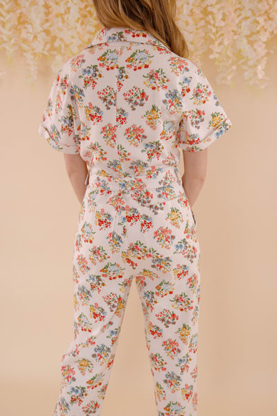 Women's Floral Utility Jumpsuit- Women's Cotton Jumpsuit- Skies Are Blue Jumpsuit