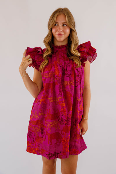 Cheetah Print Mini Dress- Women's Printed Fall Dress- SugarLips Dresses