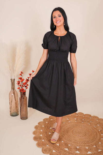 Women's Cotton Midi Dress- Women's Pretty Fall Dresses- Women's Fall Midi Dresses