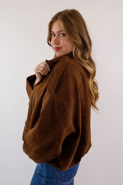 Faux Suede Bomber Jacket- Women's Stylish Suede Jacket- Galita Suede Jacket