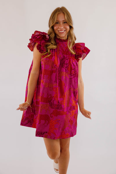 Cheetah Print Mini Dress- Women's Printed Fall Dress- SugarLips Dresses