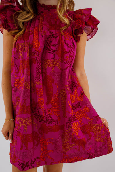 Cheetah Print Mini Dress- Women's Printed Fall Dress- SugarLips Dresses