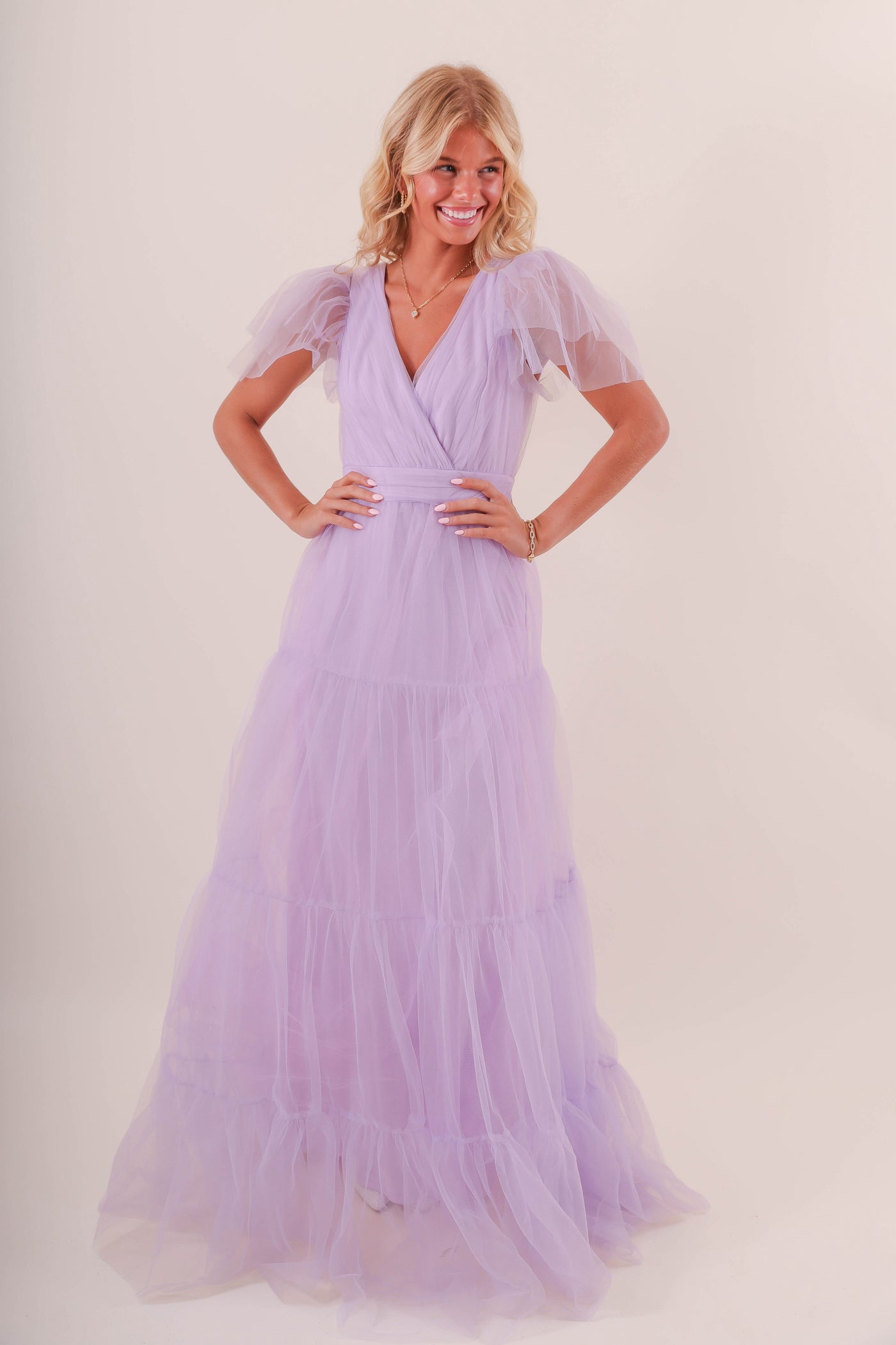 Women's Purple Tulle Gown- Women's Lilac Tulle Maxi Dress- Women's Special Occasion Tulle Dresses