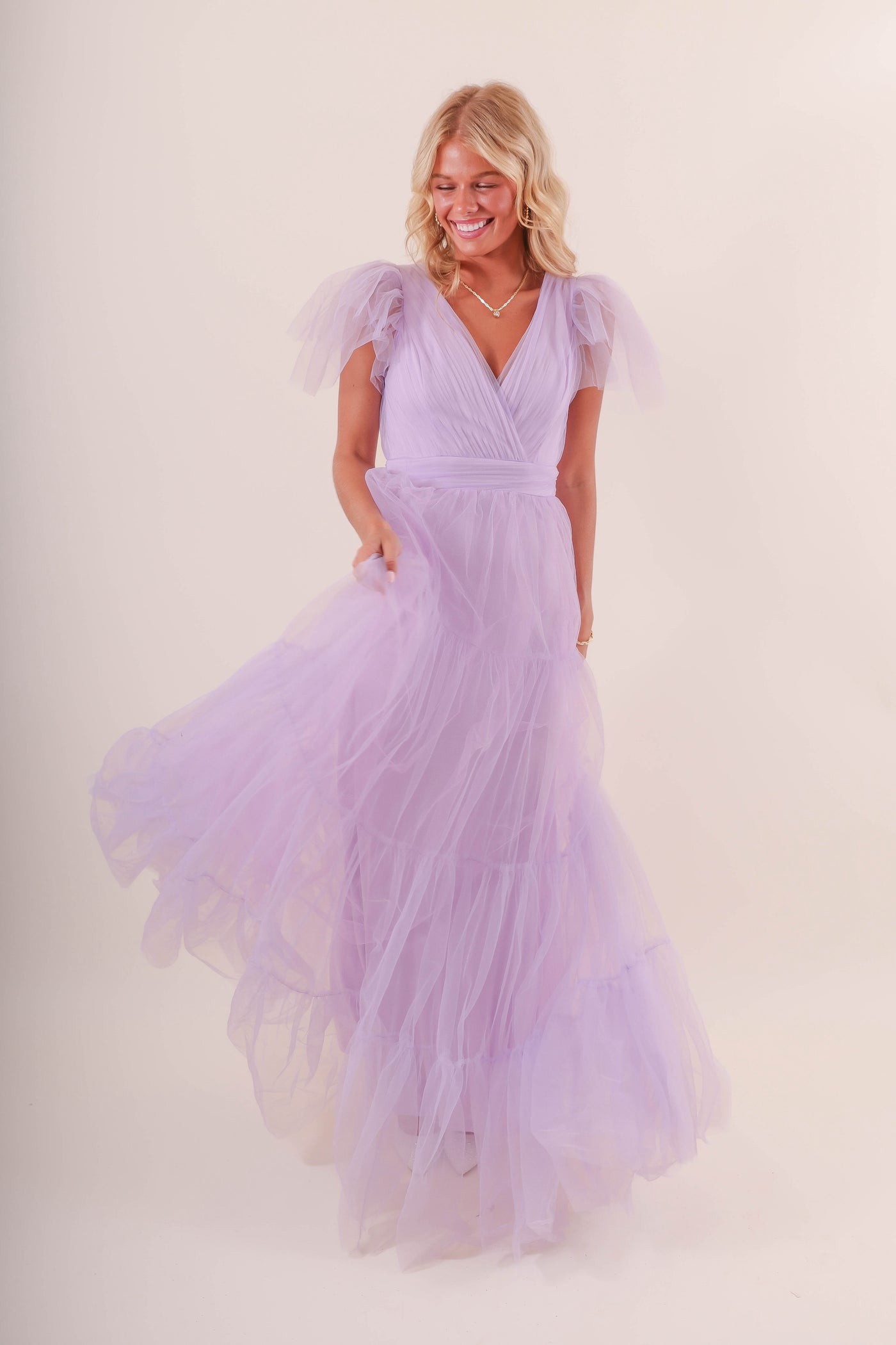 Women's Purple Tulle Gown- Women's Lilac Tulle Maxi Dress- Women's Special Occasion Tulle Dresses